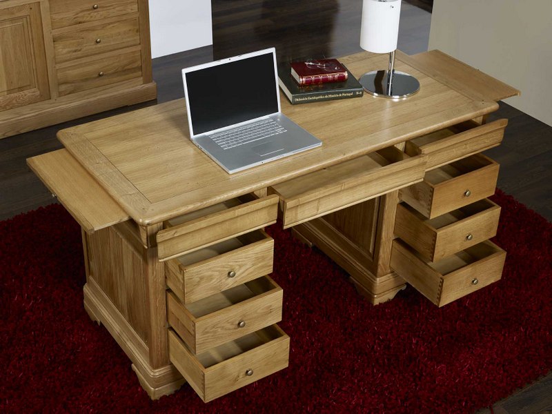 Bureau En Bois Avec Tiroirs Accessoires De Maison